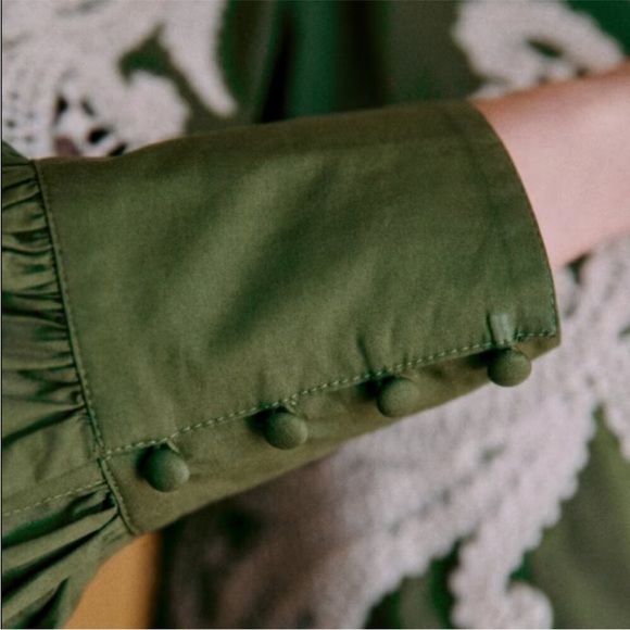 Sézane Jorden Blouse in Khaki/Ecru | Size 42 / US size 10 - Picture 3 of 11